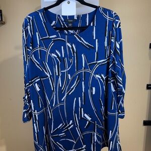 Alfani Blue Boxy Graphic Blouse
